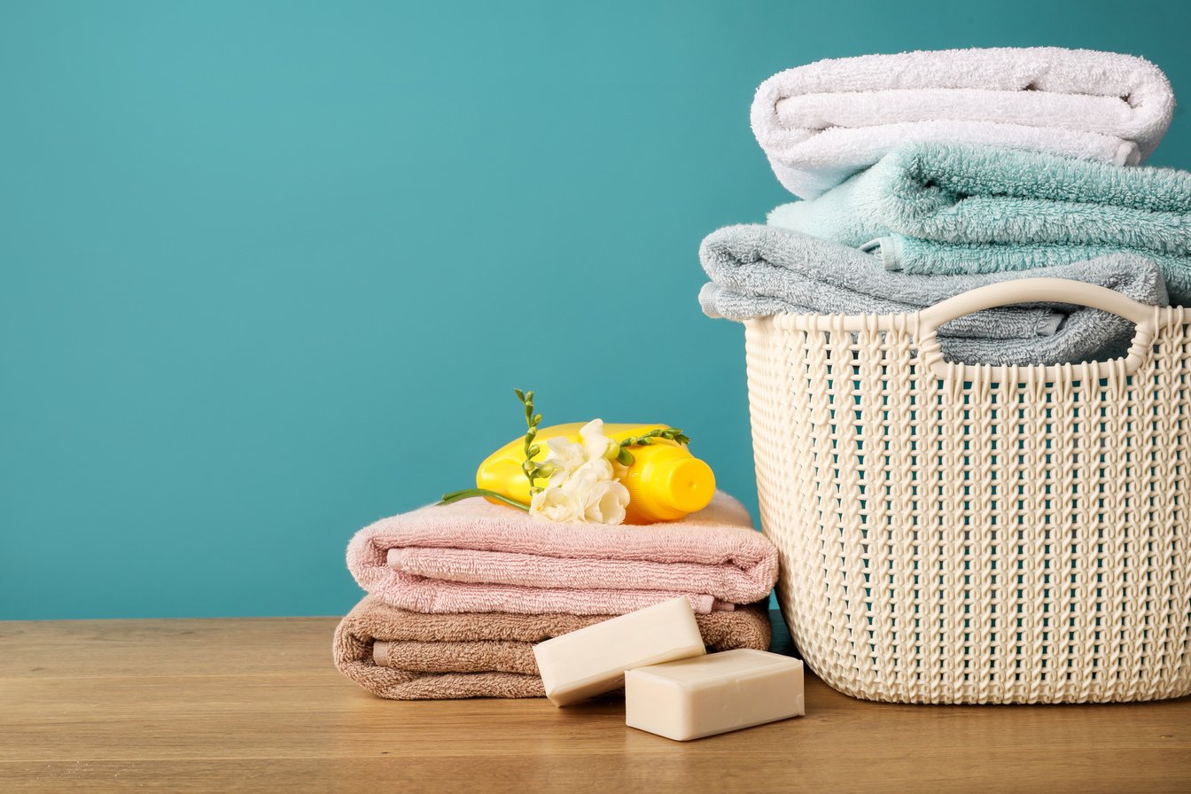 Clean and fresh laundry in basket